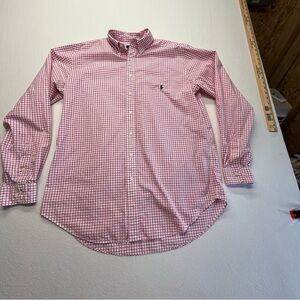 Ralph Lauren Long Sleeve Button Down Shirt Red/White Checkered Large Tall Long